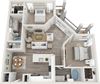 Two bedroom floor plan 1100 square feet